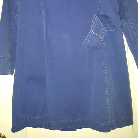 Poleci Blue Button Cotton Canvas Coat, Woman Size 4 - Picture 7 of 10